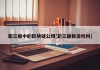 新三板中的区块链公司[新三板投资机构]